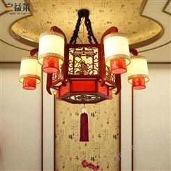 复古中式吊灯大气客厅灯饰 圆筒实木仿古书房灯具 宝益莱茶楼十头大吊灯