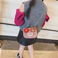 韩版儿童包包时尚冬季新款毛绒链条小包卡通小熊单肩斜跨包零钱包