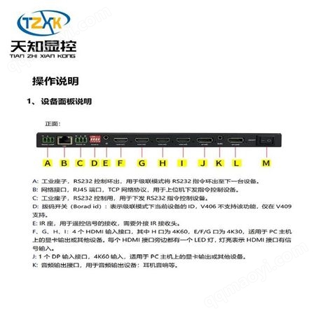 TZ-VWC-406R屏幕拼接控制盒 支持画边画电视拼接盒厂